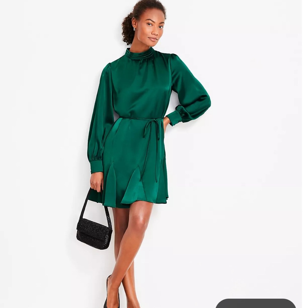 Loft Satin Godet Mini Dress EUC